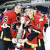 Kelly Murray (left) and Eden Murray (right) celebrate their CWHL championship