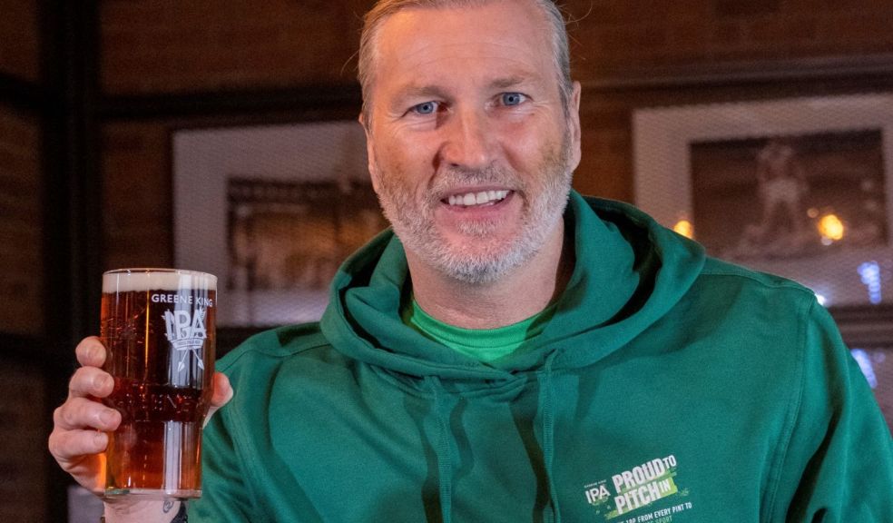 Robbie Savage with a pint of IPA