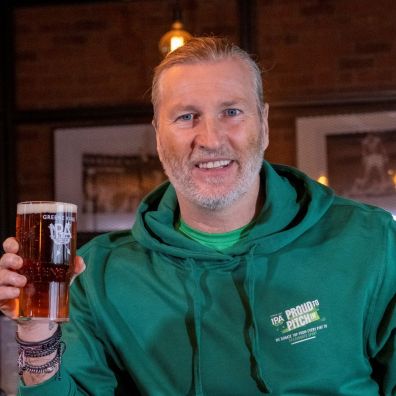 Robbie Savage with a pint of IPA